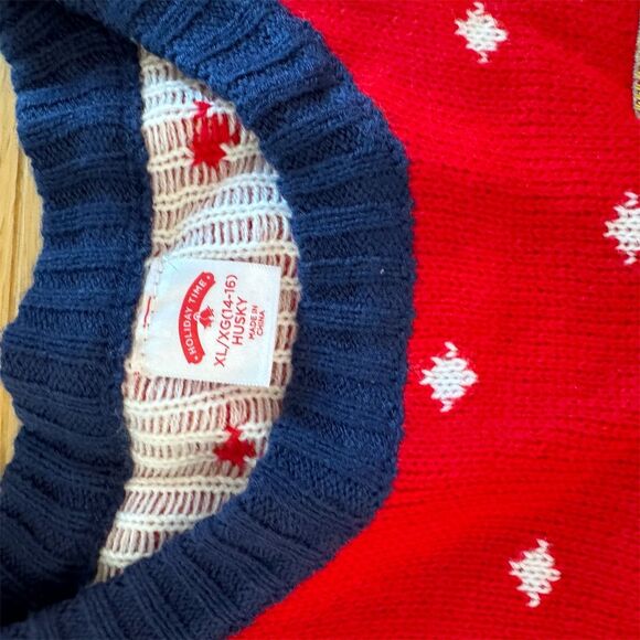 Holiday Time Unisex XL Red Christmas Sweater Snowboarding Elf Design - Picture 3 of 4